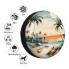 DXTKWL Spare Tire Cover 14 inch Vintage Tropical Palm Tree Beach Waterproof Dust-Proof Tire Covers Sun Protection Automotive Wheel Covers Fits for Trailers Cars Trucks RV Camper Jeep view 4