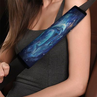 Foruidea Universal Car Seat Belt Pads Cover Dolphin Starry Sky Sea Water Planet Galaxy Seat Belt Shoulder Strap Covers Harness Pad for Women Adult Kids