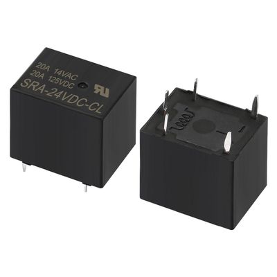 Baomain Mini PCB Power Relay 5 Pins SPDT 24VDC 20A/14VDC 20A/125VAC PCB Mount Electric Relay for Home Appliances SRA-24VDC-CL Black Pack of 2