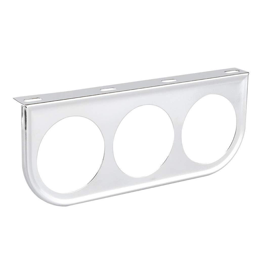 Dashboard Gauge Mount, Iron Triple Decorative Bracket for 52mm 2inch Gauges Silver, Car Meter Holder for Auto Customizers and Daily Drivers
