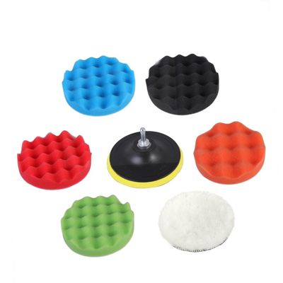 Mobestech Auto Buffing Pad Set 7pcs Wool Sponge Car Polishing Pads Kit 4 Inch for Paint Wax Polishing Sealing