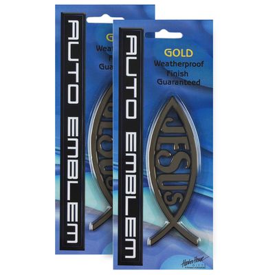 Dicksons, Large Silvertone Christian Jesus Fish Symbol, for Car, Vehicle, Truck, Van, Super Adhesive, All Weather, Inspirational Bumper, Easy Peel and Stick Auto Emblem, 2 - Piece Pack