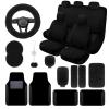 JINGSEN 21 Pcs Car Seat Covers Full Set for Women,Car Seat Covers for Car Floor Mats,3D Tyre Print with 5mm Composite Sponge Automotive Interior Universal Car Seat Cover,Accessories Full SUV(Black) view 1