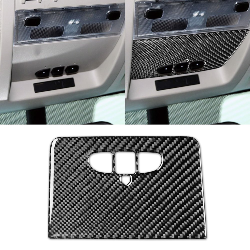 MotorCart Basics Real Carbon Fiber Compatible with Chevrolet Avalanche/Silverado LTZ/Sierra SLT 2007-2013 Car roof Lighting Control Panel Decals Sticker Decor Auto Interior Accessories Cover Trim Black
