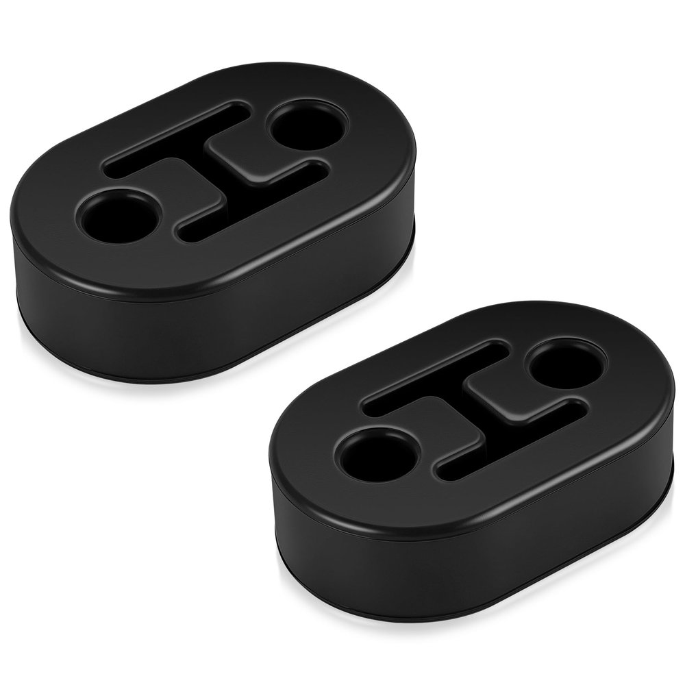 SINGARO Rubber Exhaust Hanger, Muffler Exhaust System, Heavy Insulator Support Bushing Installation, 2 Holes 0.47 Inch, High-Density Tailpipe Damping Hanger (2PCS Black)