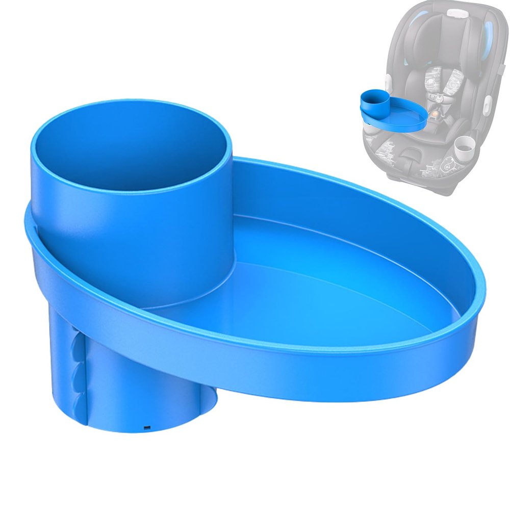 Shakven Rotating Car Seat Cup Holder Snack Tray for Kids | Car Seat Cup Holder Snack Tray,Car Seat Food Tray for Toddler,Storage Tray Stroller Snack Tray for Most Car Seats, Blue, JH0FYVKBX5ARK35GJ