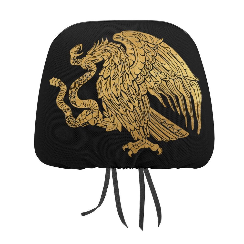 Mexican Eagle Car Headrest Covers,Car Head Restraint Cover Universal Fit Most Cars, Sedan, SUV, Van Car Seat Headrest Cover for Women/Men