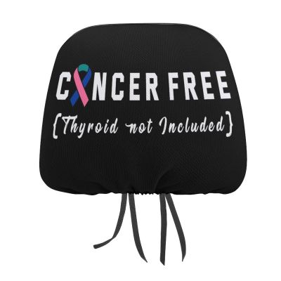 Thyroid Awareness Cancer Car Headrest Covers,Car Head Restraint Cover Universal Fit Most Cars, Sedan, SUV, Van Car Seat Headrest Cover for Women/Men
