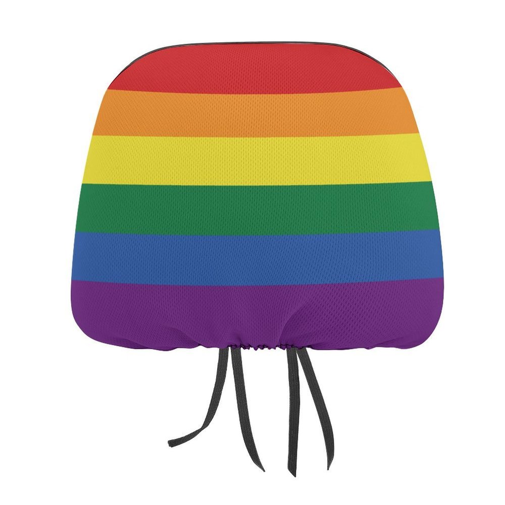 Rride Day Garden Flag LGBT Rainbow Car Headrest Covers,Car Head Restraint Cover Universal Fit Most Cars, Sedan, SUV, Van Car Seat Headrest Cover for Women/Men