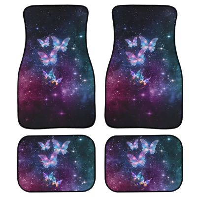 Suhoaziia Starry Butterfly Car Floor Mats Protection Rugs Set 4 PCS Universal Fit Front Driver Passenger & Rear Seat for Most Cars with Non Slip Rubber Backing for Women Men