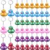 Deekin 48 Pcs Pride Rainbow Rubber Ducks Keychain Gay Pride Cruise Rubber Ducks for Colorful Birthday LGBT Party Favors Gift Favors (Glitter) view 1