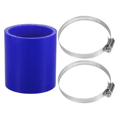X AUTOHAUX Straight Coupler Silicone Hose 2.36" ID 2.99" Length 0 Degree Universal Car Silicone Hose Coolant Hose 4-Ply 5mm Thickness Air Intake/Turbo/Intercooler Piping Tube Blue 1 Set