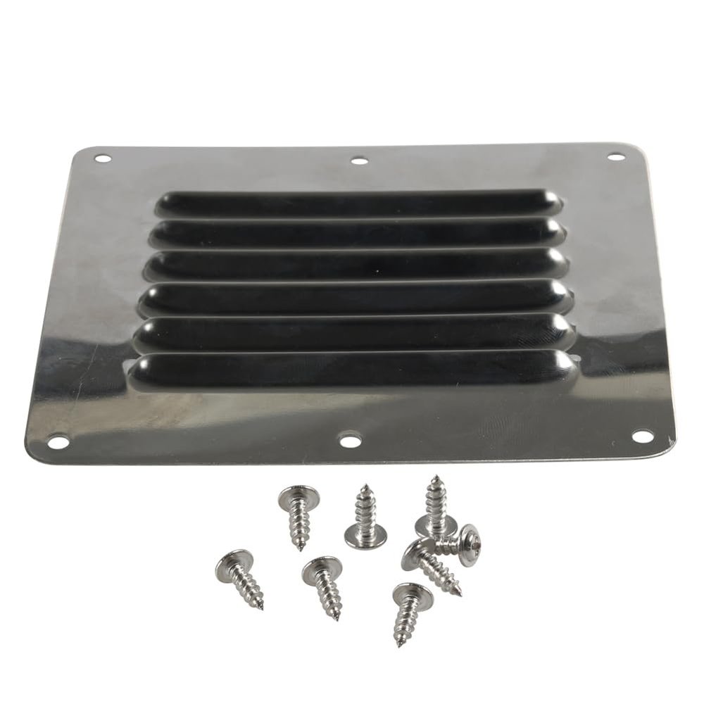 Lirun 5x4.5" Stainless Steel Rectangle Vent Stamped Louver Grill Ventilation Cover Silver For Boats Yacht RV Caravan Home Motorhome