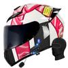Motorcycle Bluetooth Full Face Helmet, Integrated Bluetooth Helmet, DOT/ECE Approved Full Face Flip Up Helmet, Multiple Vents Motorbike Helmet with Microphone for Adults 55-64CM view 1