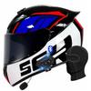Motorcycle Bluetooth Full Face Helmet, Integrated Bluetooth Helmet, DOT/ECE Approved Full Face Flip Up Helmet, Multiple Vents Motorbike Helmet with Microphone for Adults 55-64CM view 1