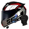 Motorcycle Bluetooth Full Face Helmet, Integrated Bluetooth Helmet, DOT/ECE Approved Full Face Flip Up Helmet, Multiple Vents Motorbike Helmet with Microphone for Adults 55-64CM view 1