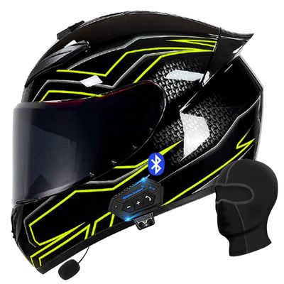 Motorcycle Bluetooth Full Face Helmet, Integrated Bluetooth Helmet, DOT/ECE Approved Full Face Flip Up Helmet, Multiple Vents Motorbike Helmet with Microphone for Adults 55-64CM