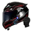 Motorcycle Bluetooth Full Face Helmet, Integrated Bluetooth Helmet, DOT/ECE Approved Full Face Flip Up Helmet, Multiple Vents Motorbike Helmet with Microphone for Adults 55-64CM view 1