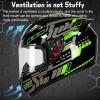 Motorcycle Bluetooth Full Face Helmet, Integrated Bluetooth Helmet, DOT/ECE Approved Full Face Flip Up Helmet, Multiple Vents Motorbike Helmet with Microphone for Adults 55-64CM view 2