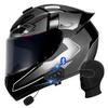 Motorcycle Bluetooth Full Face Helmet, Integrated Bluetooth Helmet, DOT/ECE Approved Full Face Flip Up Helmet, Multiple Vents Motorbike Helmet with Microphone for Adults 55-64CM view 1