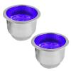 Ciieeo 2pcs Stainless Steel Recessed Drink Holder Blue Led Light for Boats Trucks and Cars Easy Installation Beverage Mount for Rvs and Campers view 1