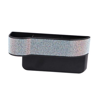 GLEAVI 1pc Rhinestone Studded Car Seat Storage Box Microfiber Auto Organizer for Driver Side Stylish for Phone Wallet
