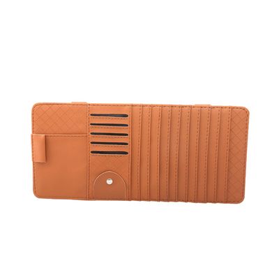 Mikinona Multi-Functional Sun Visor Storage Organizer Bag Stylish Leather Cd Holder for Car Convenient Accessory for Pens Cards and More Brown