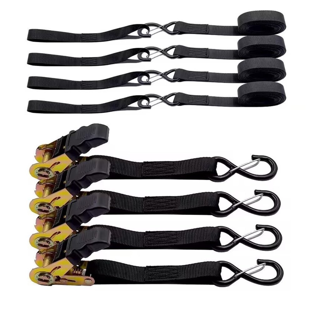 GErnie Ratchet Tie Down Straps (4PK) - 1763lb Guaranteed Max Break Strength,Best for Moving, Securing Cargo
