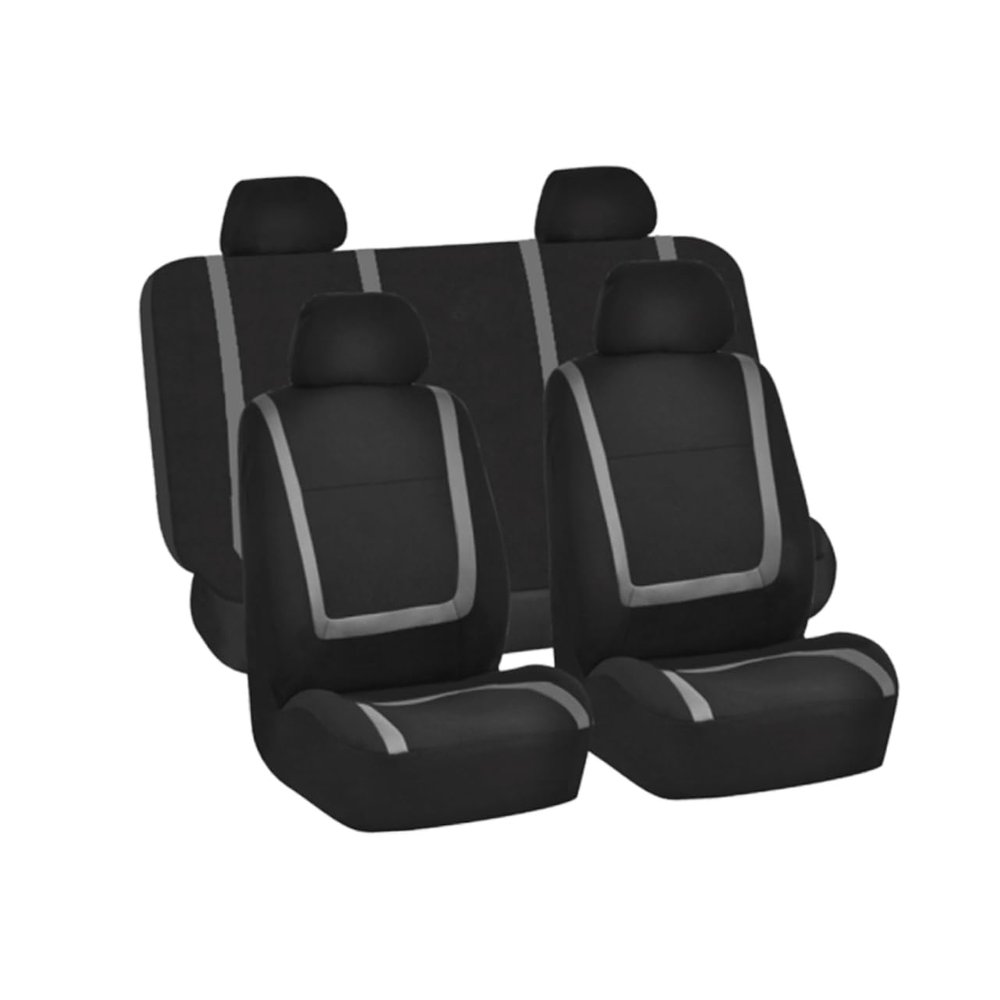 SOLUSTRE Universal Car Seat Cover Set 9 Pcs Thickened Wear-Resistant Auto Seat Protector Mat for Cars Trucks and SUVs Grey