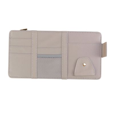 SOLUSTRE Multi-Functional Visor Organizer for Car Zippered Storage Case Multi-Pocket Design Grey Sun Visor Bag for Cards Tickets and Phone Auto Accessories for Tidy Vehicle