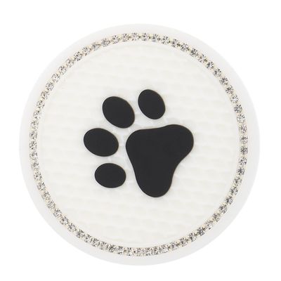 Bling Cat Paw Car Coasters Non-Slip Cup Holder Coasters for Women PVC Heat Resistant Stylish Car Interior Accessory Protects Against Watermarks and Heat