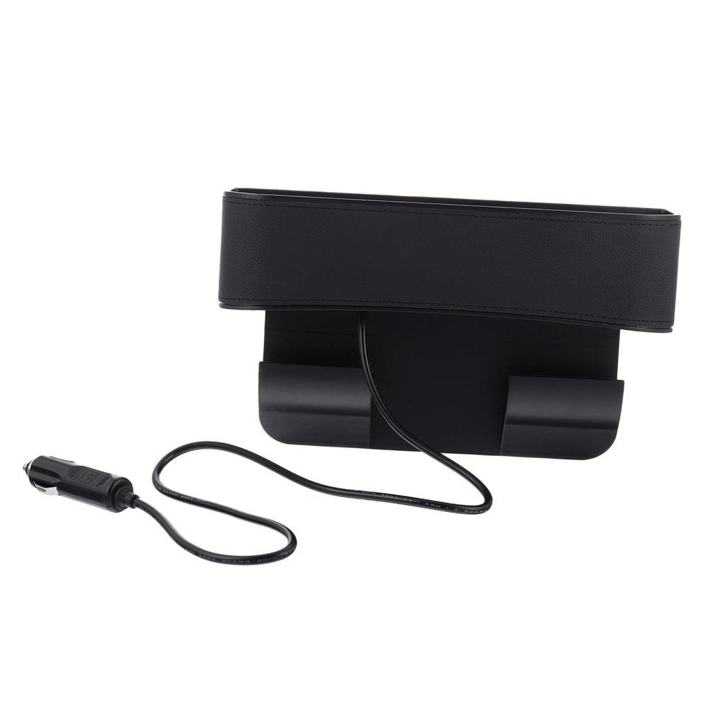 Mikinona Car Seat Cup Holder USB Charging Leather Storage Box Gap Filler Water Resistant