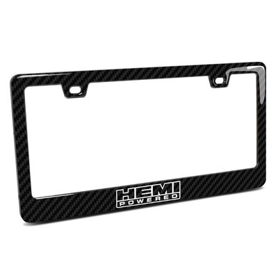 iPick Image for HEMI Powered Black Real 3K Carbon Fiber Finish ABS Plastic License Plate Frame - Official Licensed