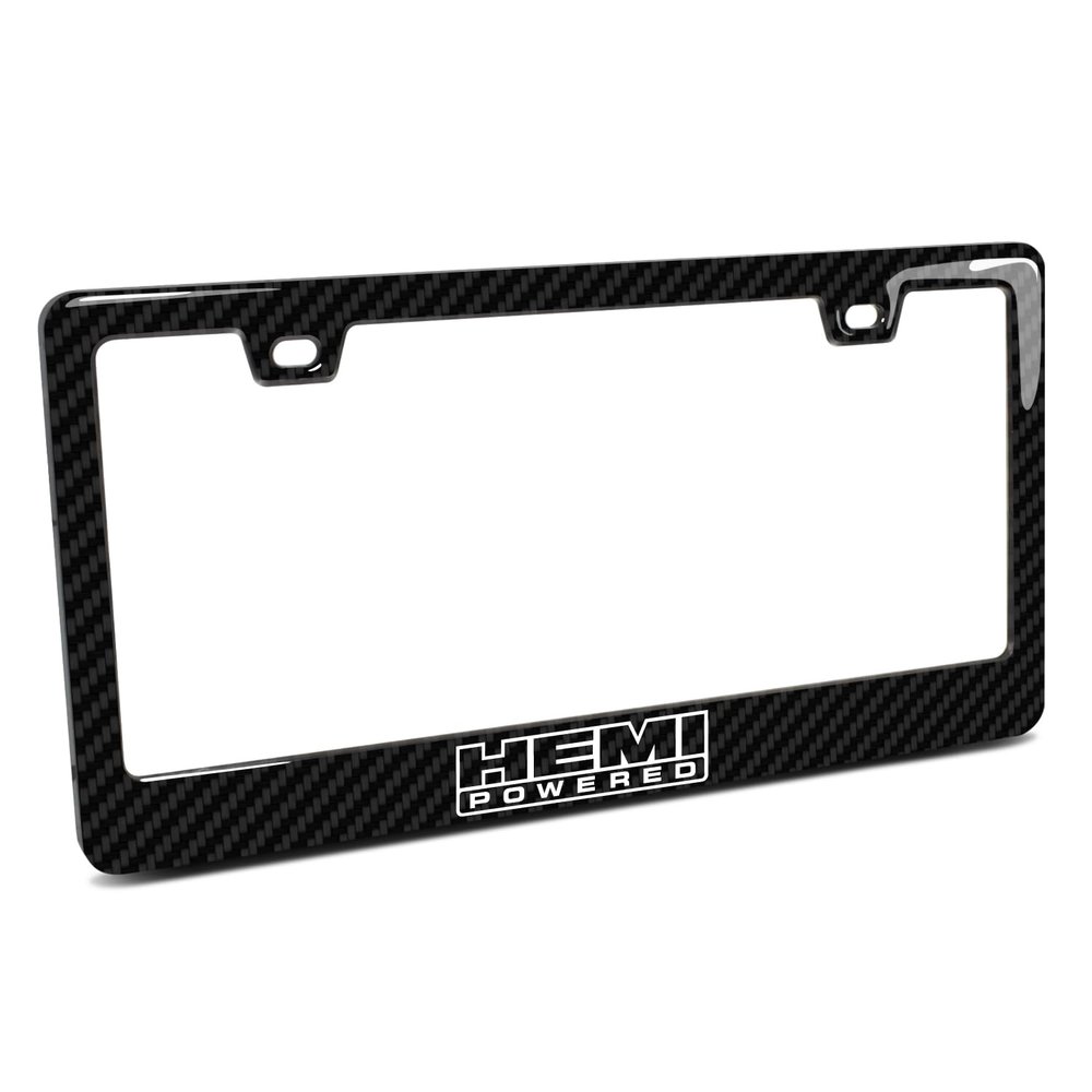 iPick Image for HEMI Powered Black Real 3K Carbon Fiber Finish ABS Plastic License Plate Frame - Official Licensed