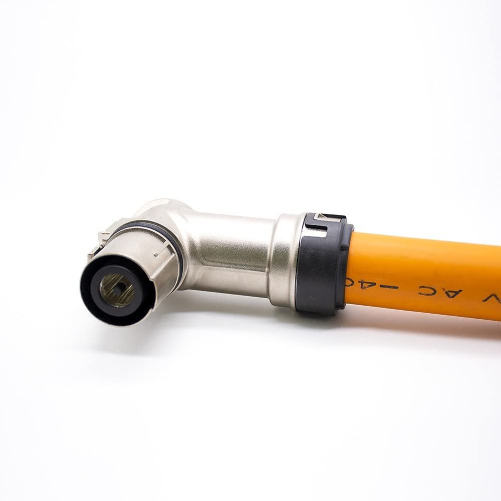 Electric New Energy Vehicle 500A 1 Pin 14mm Right Angle Metal Plug 150mm2 Line Length 0.5M High Voltage Connector Electric Vehicle Connector