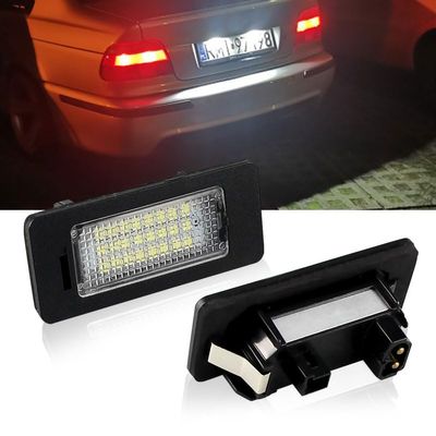 MotorCart Basics SAARMAT Fit 3W Full LED License Plate Light Kit Compatible with BMW 1 3 5 Series E82 E88 E90 E91 E92 E93 E39 E60 E61,Powered by CANbus No Error Free Rear LED Lights, 2pcs, White, PZD-001-2pcs