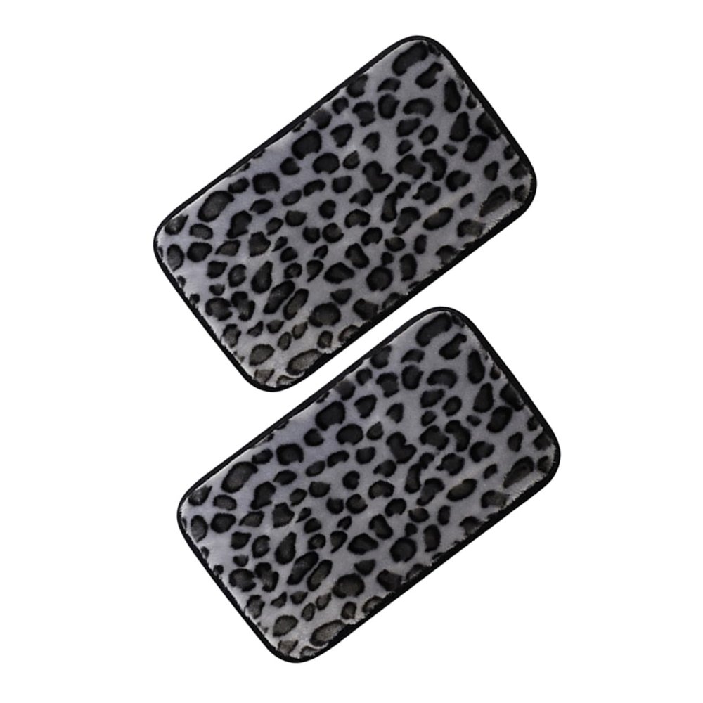 Mobestech 2pcs Plush Car Armrest Cover Winter Center Console Protector Soft Leopard Print Thick and Non-Slip Easy Installation for Enhanced Comfort and Protection