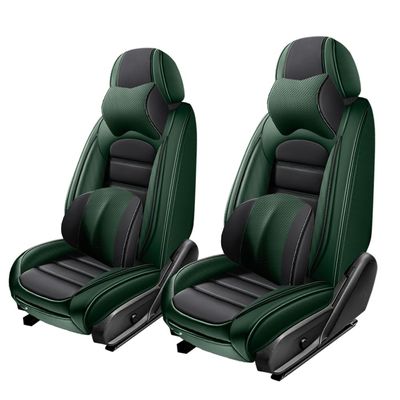 AFUNTIO 2 Seat Covers for Nissan Frontier 2009-2024,Premium Nappa Leather Car Seat Covers Seat Cushions,Waterproof Soft Seat Covers for Cars,Interior Accessories Airbag CompatibleLuxury-Black&Green