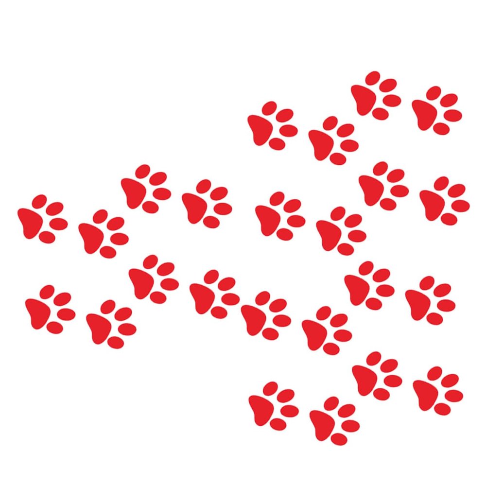 Mobestech 24pcs Print Car Decals Carbon Fiber Vinyl Stickers for Vehicle Body Easy Install Cute Cat Footprint Car Decoration Red Set