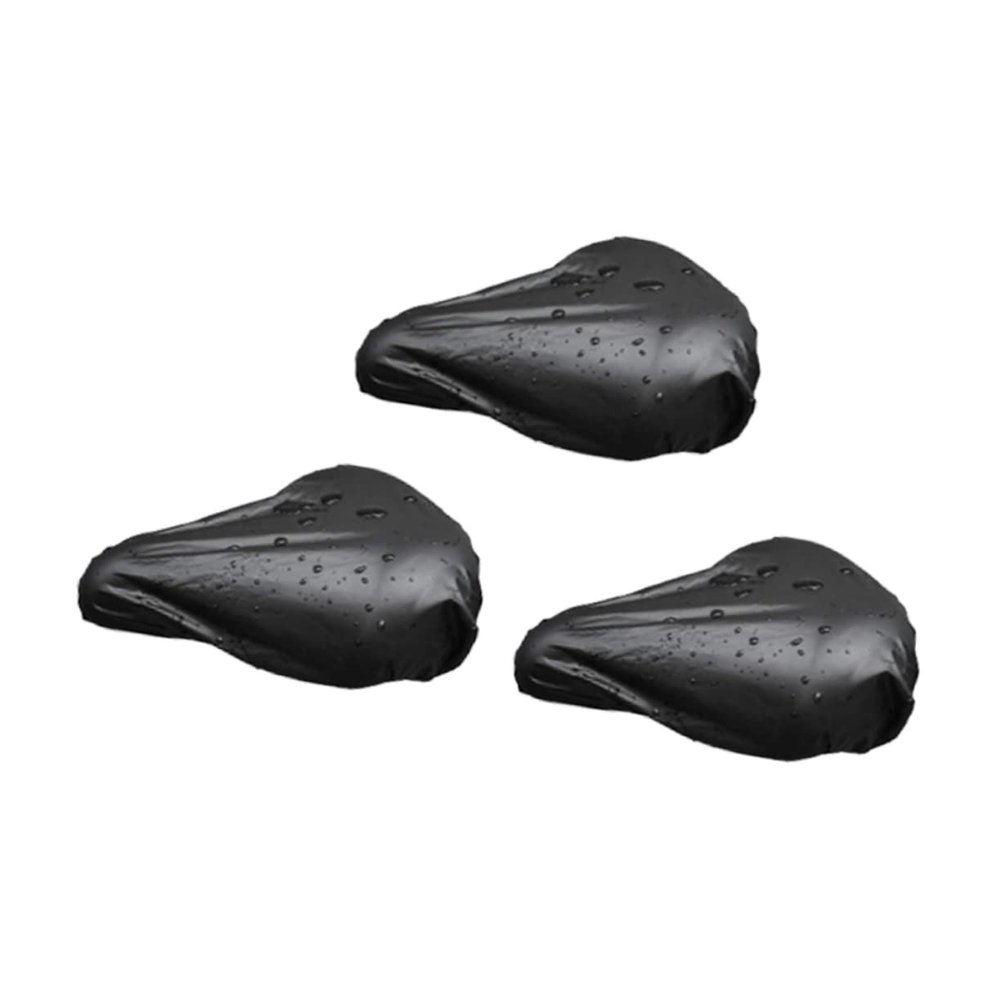 WHAMVOX 3pcs Bike Seat Cover Durable PVC Protective Saddle Rain Cover for Mountain Road and Bikes Black Easy to Use Fits Seats
