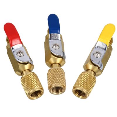 SOLUSTRE 3pcs Brass Shut Off Valves for Refrigeration Compatible High Tensile Strength Easy Installation for HVAC Systems