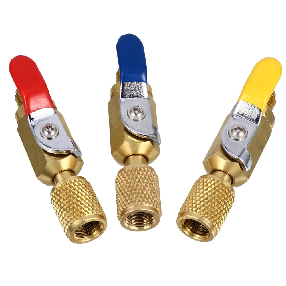 SOLUSTRE 3pcs Brass Shut Off Valves for Refrigeration Compatible High Tensile Strength Easy Installation for HVAC Systems