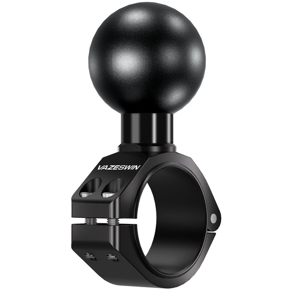 VAZESWIN 2.25" Ball Mount, Aluminum Alloy Large Bar Clamp Base for Diameter 1.5" / 1.75" / 1.85" / 2" / 2.1" Round Rail & ATV UTV Roll Cage, Fit for RAM Mounts D Size 2.25 inch Ball Double Socket Arm