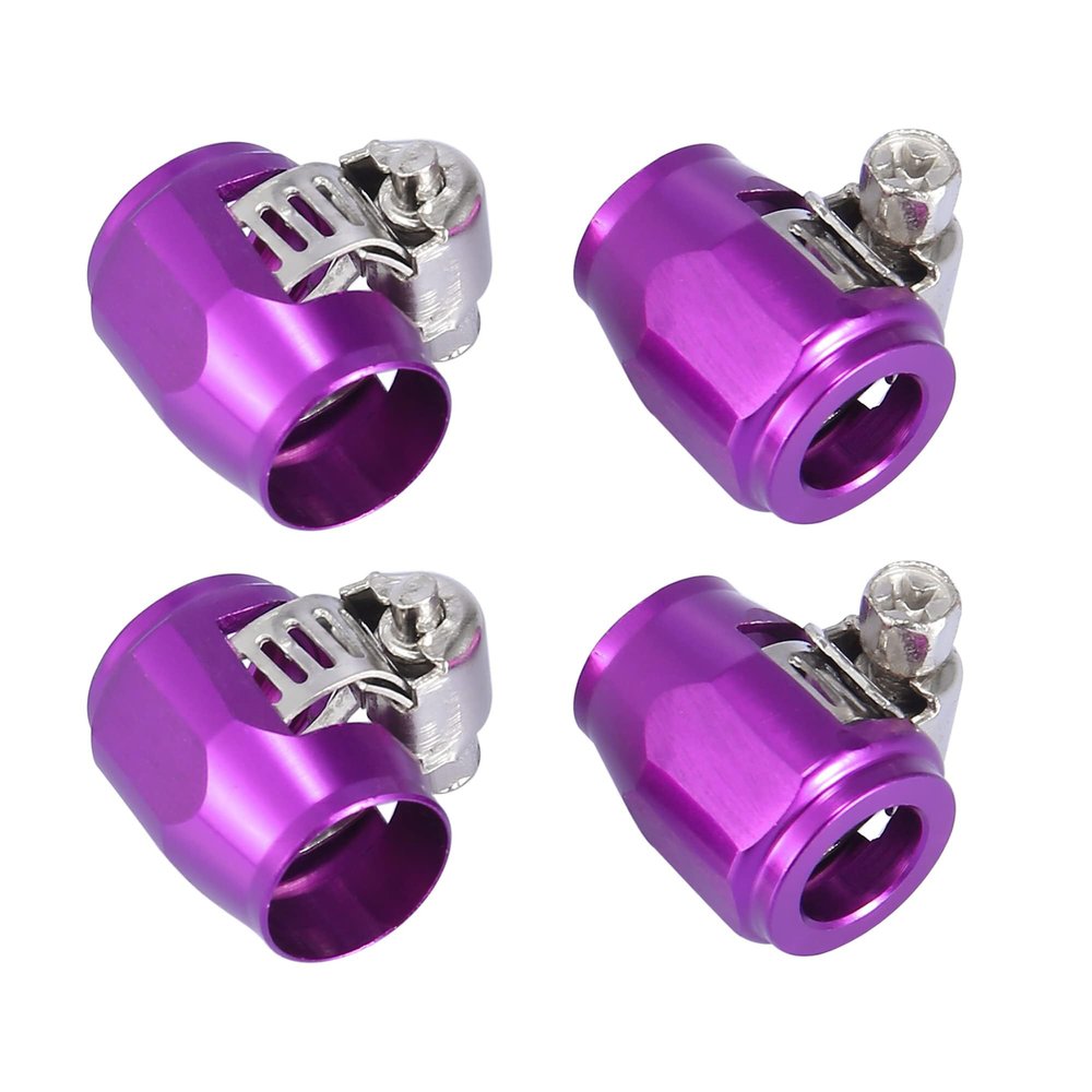 Karlass 4PCS AN10 Hex Car Hose Finisher Flexible Rubber Pipe Clamp for Automotive Motorcycles Oil Fuel Water Tube Purple with Screw Band Adapter Fitting