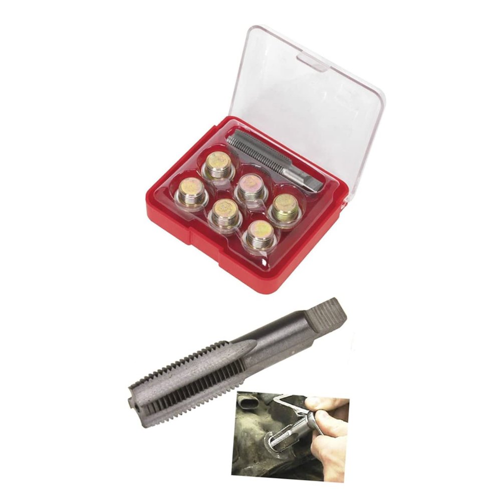 GLEAVI 13pcs Oil Pan Thread Repair Tool Set for Sump Drain Plug Removal and Replacement Professional Garage Repair Kit for Damaged Threads