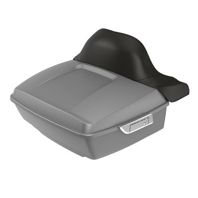 Advanblack Charcoal Denim Chrome Latches King Tour Trunk Pack Trunk Wrap-Around Backrest Pad for Harley Touring Models Road King, Road Glide, Street Glide, Electra Glide '97-'26 Touring/Softail