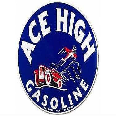 FITS VINTAGE ACE HIGH GASOLINE GAS OIL PETROLEUM PUMP TRUCK BUMPER STICKER DECAL (Size: 5")