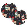 Car Cup Holder 2 Pack Merry Christmas Dog Absorbent Car Coasters Non-Slip Insert Cup Holder Pads Drink Mat Universal Car Interior Accessories for Most Vehicle view 2