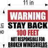 Warning Stay Back 100FT Sudden Turns and Stops Roadside Service 11" x 8" 3.2mil Sticker Decal view 2