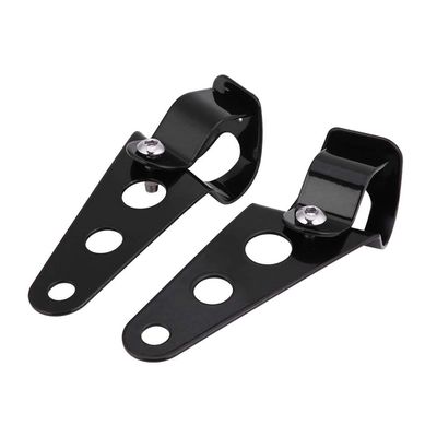 Stainless Steel Motorcycle Headlight Bracket Fork Small Mount Stand Support for Motorcycles (Black)